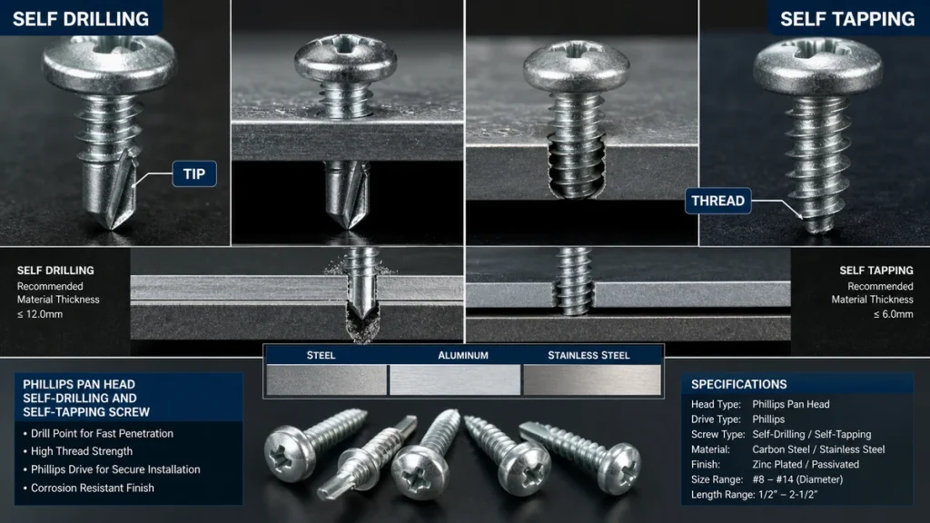 Self-Drilling vs Self-Tapping Screws: Which One Fits Metal-to-Metal, Metal-to-Wood, or Pre-Drilled Assemblies?